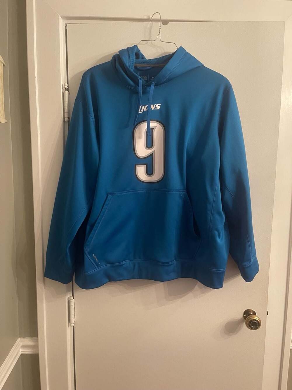 Nike Detroit Lions Matthew Stafford 9 Therma-Fit Hoodie XXL Blue